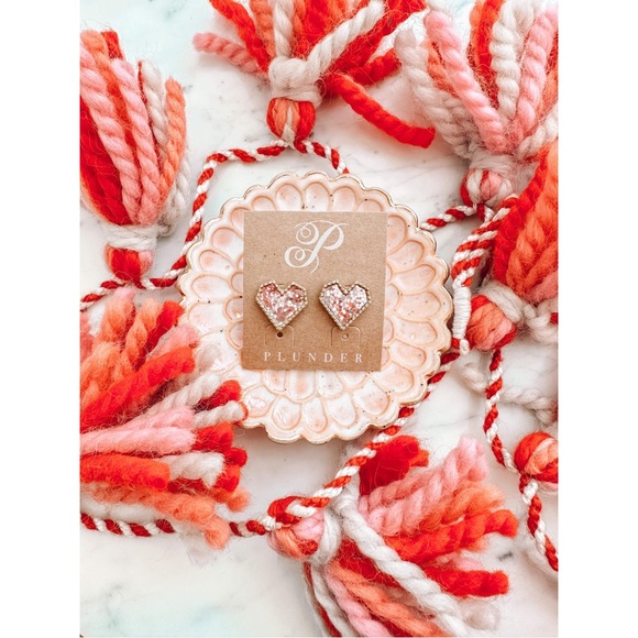 NEW Pink Glitter Heart Earrings - Picture 2 of 6